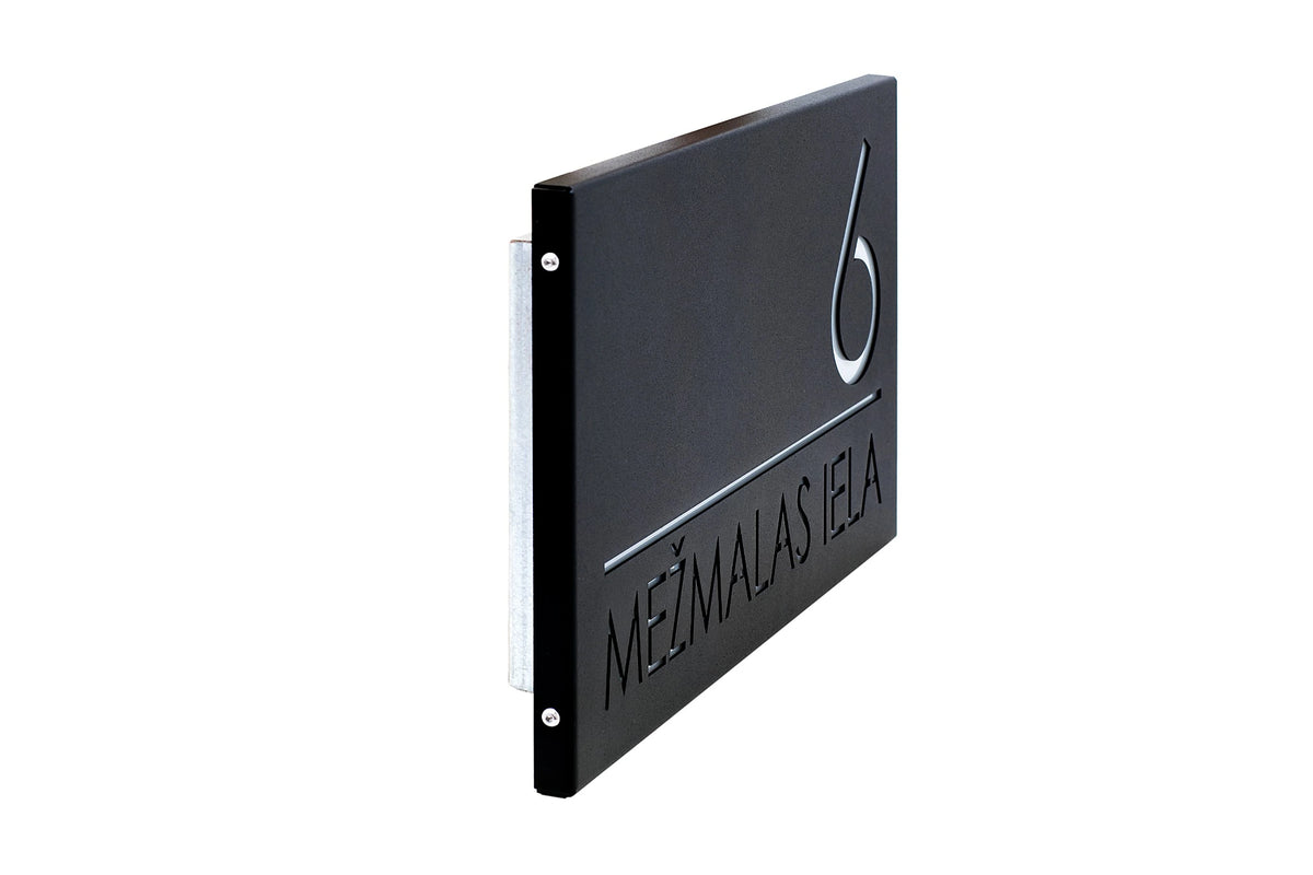 Side profile of a black horizontal LumiSign Horizon against white, showing the face plate, enclosure depth and two side fixing points.